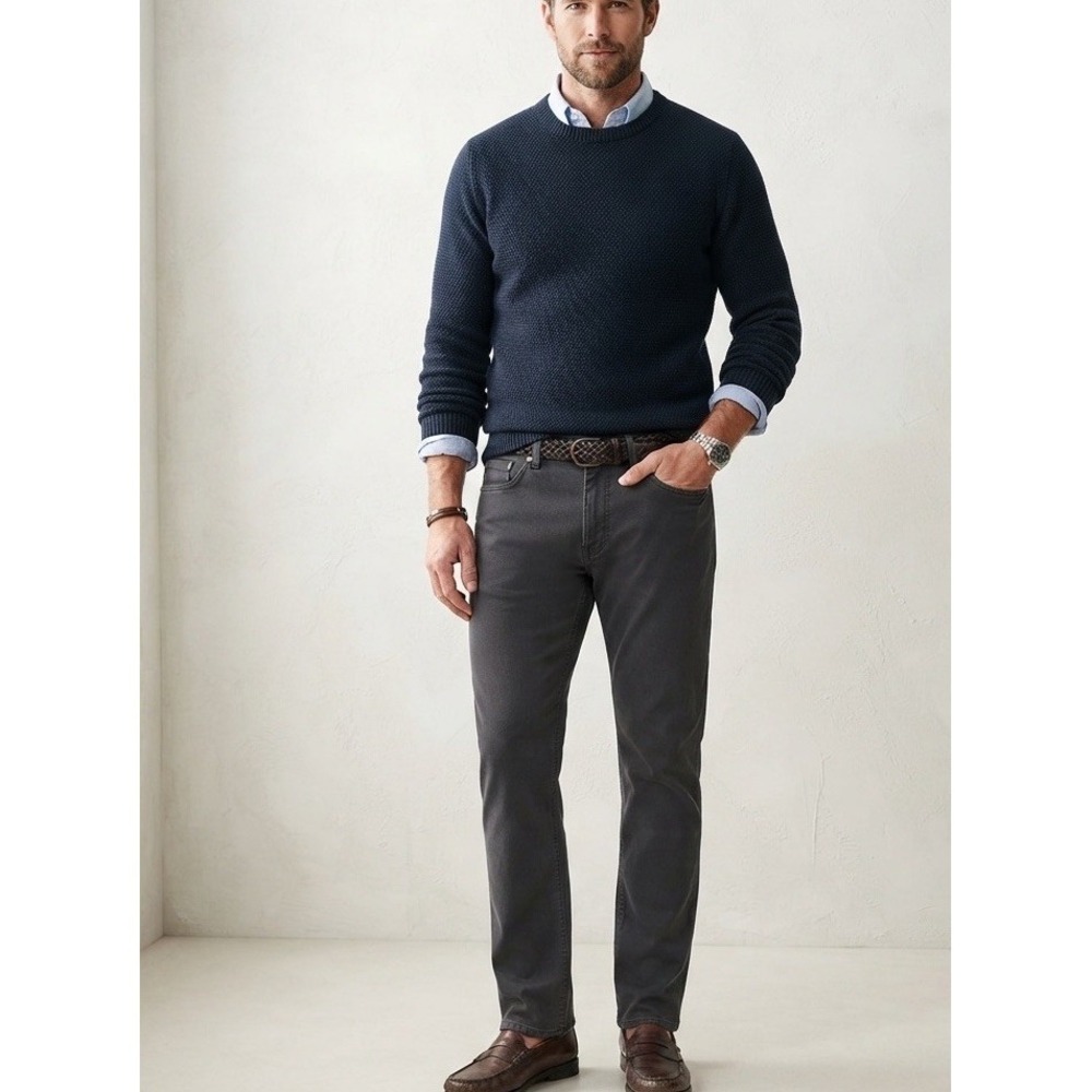 Rodd & Gunn Pants Mens Sz 35 x 32 Straight Leg Grey Twill Chino 5 Pocket